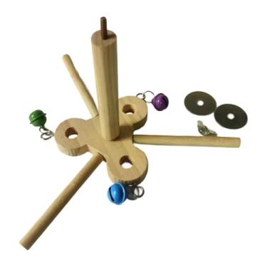 Imagem de Fenteer Brinquedo giratório para pássaros, brinquedo exclusivo para papagaios com roda de madeira, exercício, suporte de madeira para papagaios, calopsitas,