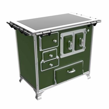 Imagem de Fogão a lenha Nº 02 Tradicional Verde Gab. Chapa Vitrocerâmica Saída Direita S/ Tampa FL2GV - Venâncio