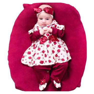 Imagem de Saída de Maternidade Menina Aconchego Bela Floral Marsala 05 Peças P -