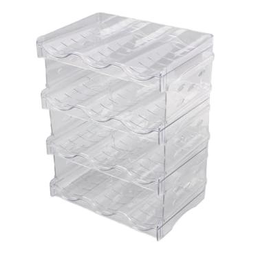 Imagem de Aramox Organizador da Garrafa de água Empilhável, Rack de Armazenamento de Garrafas de água de Copo de Plástico Destacável Com Fundo Côncavo, Cada Camada Segura 3 Garrafas