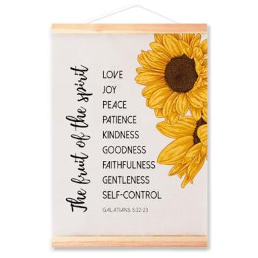 Imagem de Gálatas 5:22-23 Moldura para decoração de escritório em casa, versículo da Bíblia citação Love Joy Peace Canvas Wall Art Poster Print Wall Hanging 40 x 30 cm