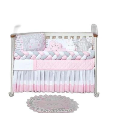Imagem de Kit Conjunto De Berço Feminino Com Tapete Nuvem 13 Peças - Beatriz Enx