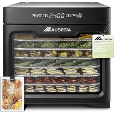 Imagem de Ausegia Desidratador De Alimentos Com Espaço Secagem 8,8", Maior Que Desidratadores 9 Bandejas, Potência 800 W, Economiza Mais Tempo Do 600 Secador Desidratado 190 ° F Para Carne Seca, Petiscos Cães
