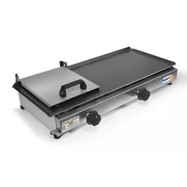 Imagem de Chapa De Lanche Hot Dog Hamburguer Com Prensa 30X60 Á Gás