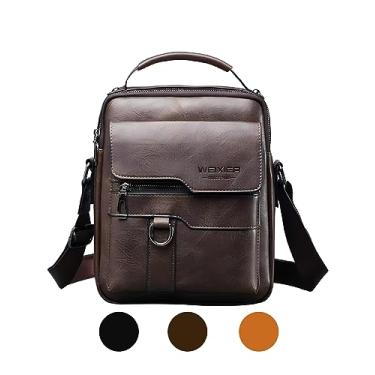 Imagem de Bolsa tiracolo pequena para homens, bolsa tiracolo masculina, casual, maleta masculina para trabalho, viagens de negócios, Marrom escuro