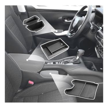 Imagem de SXCY [Bandeja de 4 peças para Honda HRV HR-V 2026 Organizador de console central para acessórios Honda HRV 2023 2024 2025 2026 [Bandeja de apoio de braço + armazenamento de porta + bandeja sob o