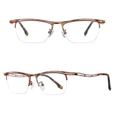 Imagem de VFDHN Armação de óculos de titânio masculina, óculos de grau sem aro, ultraleve (85890 vermelho C5)