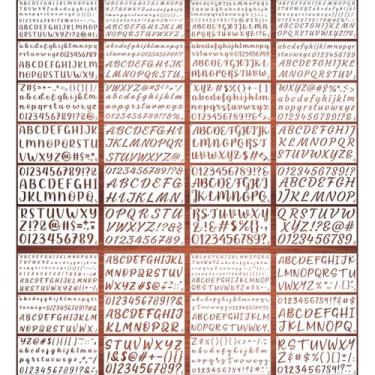 Imagem de REOLAN Estênceis de letras pequenas para pintura – pacote com 36 modelos de letras e números 0,5, 0,75, 1, 1,25, 1,25, 1,5 polegadas, estênceis cursivos reutilizáveis do alfabeto para artesanato em