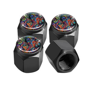 Imagem de Pacote com 4 tampas de haste de válvula de pneu, tampas de haste de roda de carro, tampas de válvula de ar de alumínio, ajuste universal para carros, SUVs, caminhões, bicicletas e motocicletas