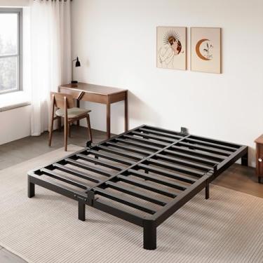 Imagem de KZZLOL Estrutura de cama de perfil baixo casal 15 cm, moldura de cama de casal baixa sem necessidade de mola box com rolhas de colchão, cabeceira DIY, suporte de aço resistente 1,360 kg, pernas