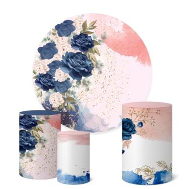 Imagem de Trio Capas Cilindro + Painel Redondo 1,50m Flores (Flores K1FLS054)