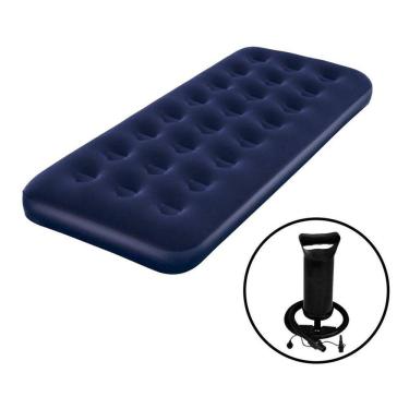 Imagem de Kit Colchão Inflável Ar Solteiro Camping Pesca Praia + Bomba