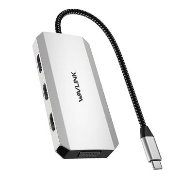Imagem de Adaptador USB C para HDMI duplo 4K a 60 Hz, estação de ancoragem para laptop USB-C 7 em 1 com 2 portas HDMI 1 DisplayPort VGA, divisor HDMI USB tipo C, extensão de 4 monitores, 3 x USB 2.0, hub de
