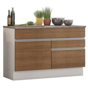 Imagem de Balcão de Pia Madesa Glamy 120 cm 1 Porta e 2 Gavetas (Com Tampo) - Branco/Rustic