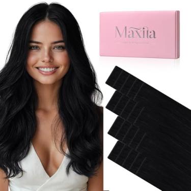 Imagem de MAXITA Extensões de cabelo humano Invisi Edge Tape, 50 cm, 20 cm, 50 g, 20 peças de fita injetada sem costura, pontas grossas e retas invisíveis