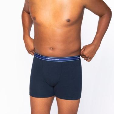 Imagem de Cueca Lupo Boxer Algodão com Elastano Tamanho Especial 653-003, Marinh