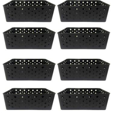Imagem de Kit 8 Cesto Multiuso Organizador Premium Preto 123Organizei - 123 Orga