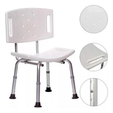 Imagem de Cadeira Banco Banqueta Para Banho Ajustável Com Encosto - SuperMedy