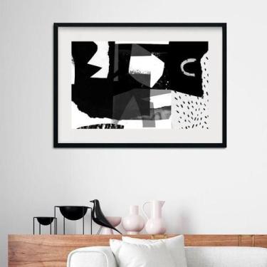 Imagem de Quadro Horizontal Abstrato Preto Cinza Branco - 60X48Cm - Quadros On-L