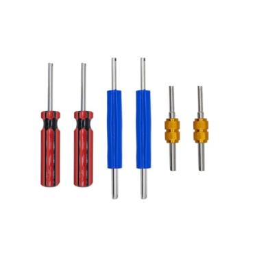 Imagem de WEAXIO Kit de ferramentas de haste de válvula de pneu de 6 peças, removedor e instalador de núcleo de válvula de pneu de cabeça dupla/única | Ferramenta de válvula Schrader para instalação de reparo