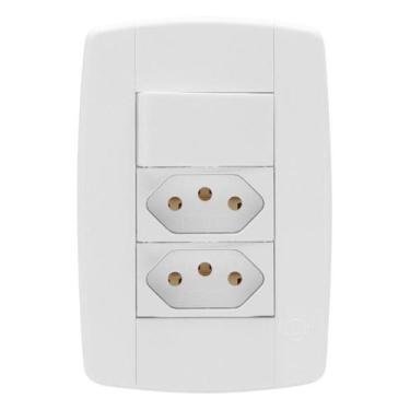 Imagem de Kit 1 Interruptor 1 T e 2 Tomadas  + 3 Tomada Branca 10A - ILUMI