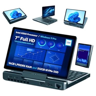 Imagem de GPD Mini laptop MicroPC 2 Windows 11 PRO portátil com tela 1080P de 7 polegadas | Processador Intel N300, gráficos UHD; LPDDR5 de 16GB, SSD NVMe de 512GB; Ethernet 2,5G, USB-C, HDMI 2.1, Wi-Fi 6, BT