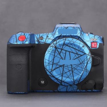 Imagem de Adesivo de capa de câmera R5C para Canon EOS R5 C protetor de câmera película protetora anti-arranhões decoração (azul cruzado)