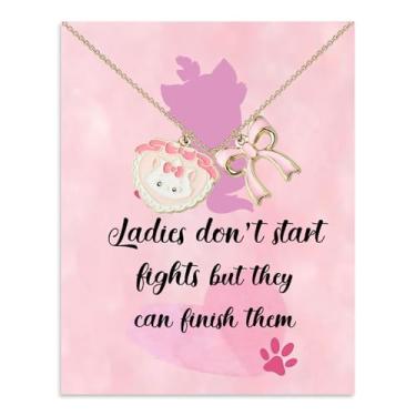 Imagem de BLEOUK Colar com pingente de gato rosa presente para seu gato, senhora, joia temática do filme, Small, Metal, na unknow
