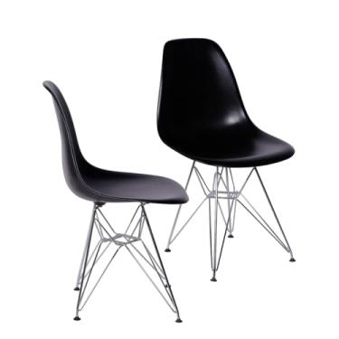 Imagem de Kit 2 Cadeiras DKR Base Cromada (Preta)