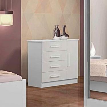 Imagem de Cômoda Firenze 4 Gavetas 1 Porta Comsapateira 100% Mdf Branco