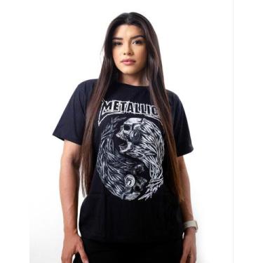 Imagem de Camiseta Metallica Caveira Adulto - Glev.Conceito, M, Preto