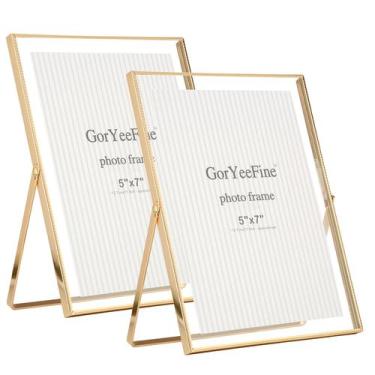 Imagem de Moldura fotográfica flutuante GoryeeFine Gold, conjunto de 2 para 6x8"