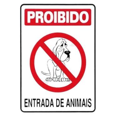 Imagem de Placa De Sinalização Acesso 15x20cm Proibido Entrada De Animais - ACES