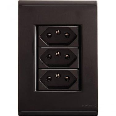 Imagem de Conjunto Tramontina 4x2 Com 3 Tomadas 2p+t 10 A 250 V Liz Grafite