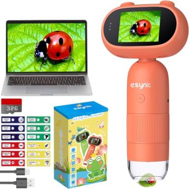 Imagem de eSynic Mini câmera de microscópio USB portátil popular para crianças - laranja