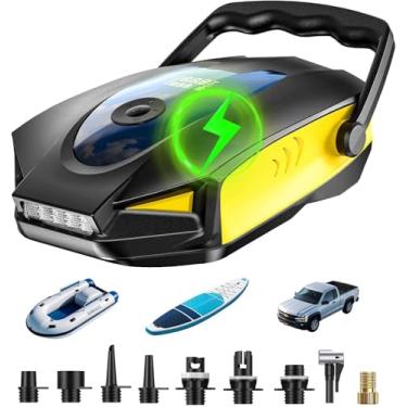 Imagem de Bomba elétrica portátil para prancha de remo de 50PSI, 10.0000 mAh com desligamento automático, 9 modos para prancha de stand up paddle/carro/caiaque/motocicleta/bicicleta (recarregável)