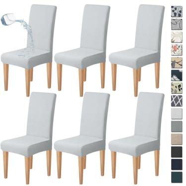 Imagem de Dioxide Capas de cadeira à prova d'água para cadeiras de jantar, conjunto de 6 capas elásticas para cadeiras de jantar, capas protetoras de assento para cadeiras de cozinha removíveis e laváveis para