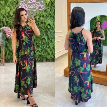 Imagem de Vestido longuete tropical feminino -tamanho gg - GIRASSOL MODAS