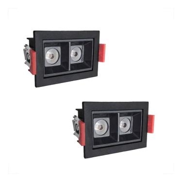 Imagem de 2 Mini Spot Downlight Duplo Led Embutir Varanda 3000K Bet56