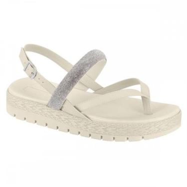 Imagem de Sandalia Moleca 5539.106 Anabela Feminino, Off white, 37