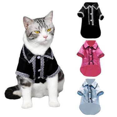 Imagem de apott Pacote com 3 pijamas para filhotes, camisetas para cães, gatos, duas pernas, roupa de dormir macia para animais de estimação, roupas para festa de aniversário, interior, rosa vermelha + azul +