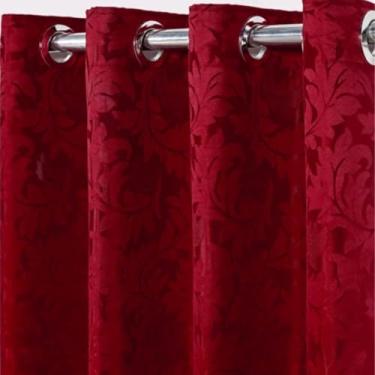 Imagem de Cortina Jacquard Elegance, 2,80 x 1,70 metros, Branca, Tecido 100% Poliéster, com Ilhós (Vermelho)