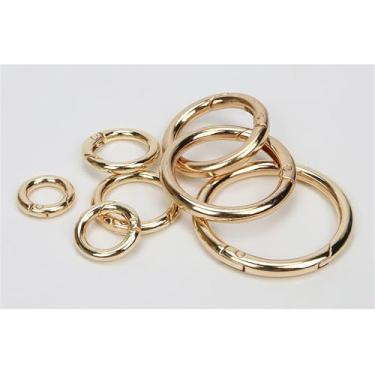 Imagem de Fecho De Mola Redonda 10pcs Círculo O-ring Fivela De Mola De Metal Chaveiro Loop Aberto Bolsa De Couro Acessórios De Hardware Ganchos Corrente De Cachorro Fecho De Pressão, Gold, Outer diameter 48mm