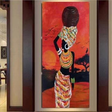 Imagem de Arte De Diamante De Mulher Africana, Kits De Pintura De Diamante 5d, Bordado De Cristal Strass Ponto Cruz Artes E Ofícios Para Adultos Crianças Iniciantes Presentes Decora, square drill, 30x90cm