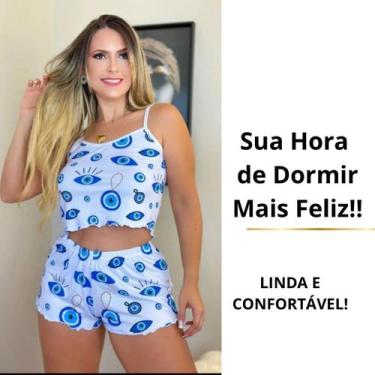 Imagem de Pijama Feminino de Cropped e Shortinho Personagens Roupa de Dormir Blo