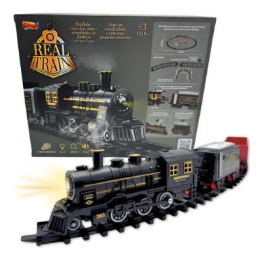 Imagem de Trem Eletrico Ferrorama Luz E Som Trenzinho Fumaça Brinquedo - Zoop To
