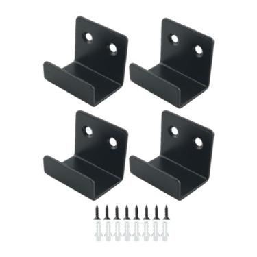 Imagem de WELWIK 4 peças de suporte de azulejo para quadro de avisos 25 mm largura interna de metal preto montado na parede gancho em forma de J prendedor para pendurar espelhos quadro quadro de desenho