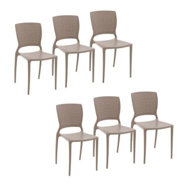 Imagem de Conjunto 6 Cadeiras Safira Em Polipropileno E Fibra De Vidro Camurça Tramontina