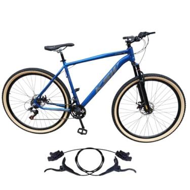 Imagem de Bicicleta Aro 29 Ksw Adulto 21 velocidades Suspensão Dianteira 80mm Pneu Faixa Amarelo Freio Hidraulico (AZUL/HUNTER/PRATA, 19)