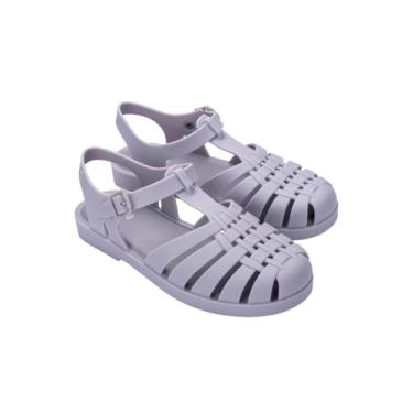 Imagem de Melissa Sandália feminina Possession Jelly – o sapato original Jelly, sandália de pescador com alça ajustável e fivela lateral, Cinza, 34